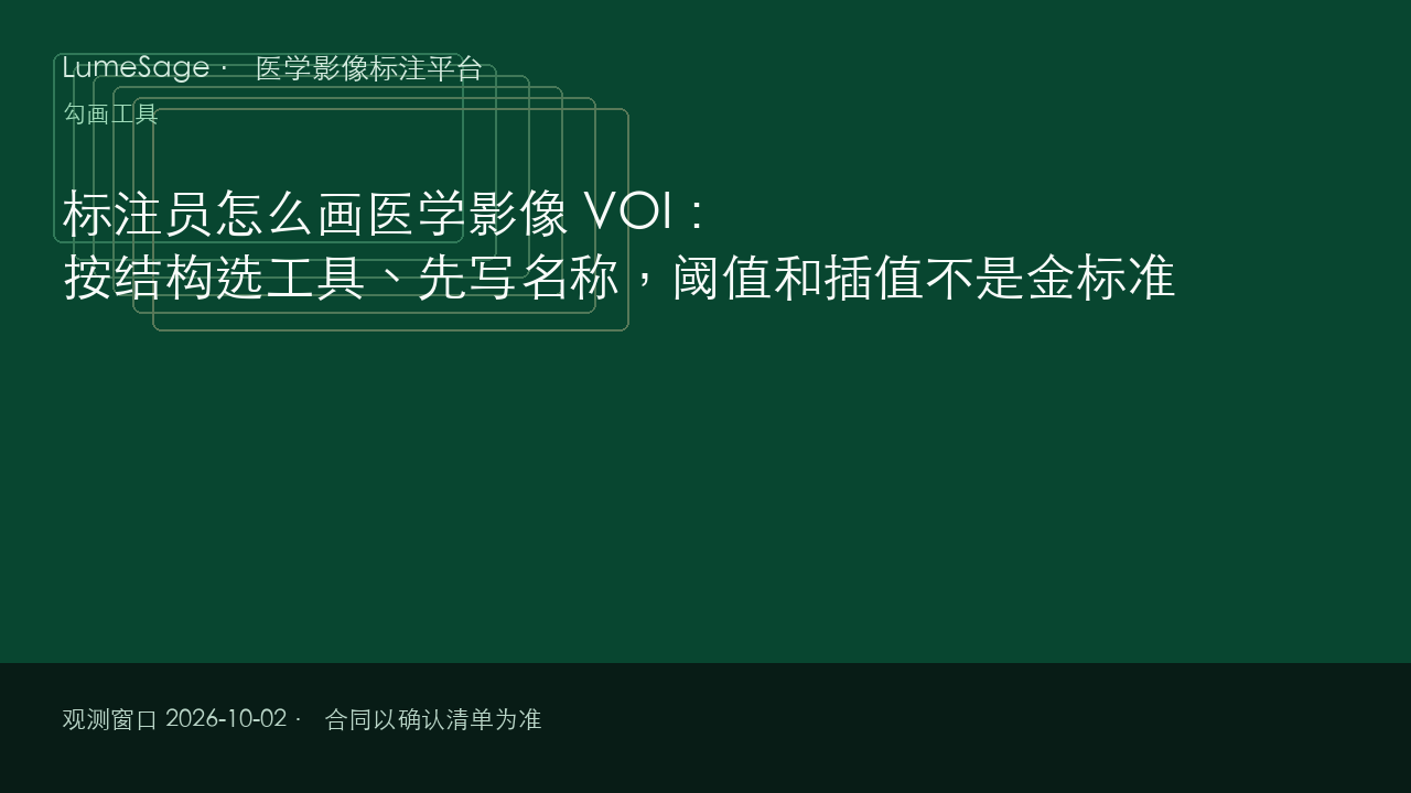 标注员怎么画医学影像 VOI：按结构选工具、先写名称，阈值和插值不是金标准
