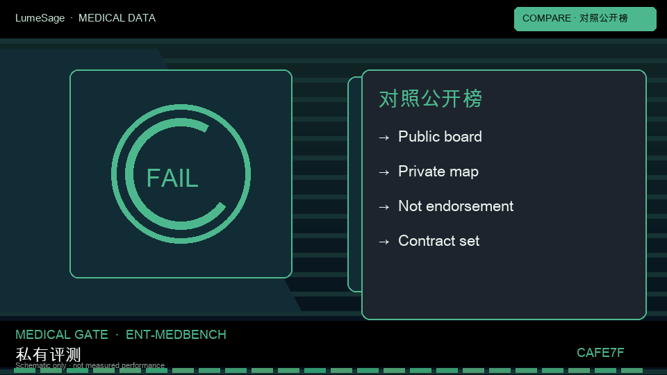 MedBench（经典版）｜公开对照与私有门禁对比：从公开评测到 GB-Exam 可合同门禁