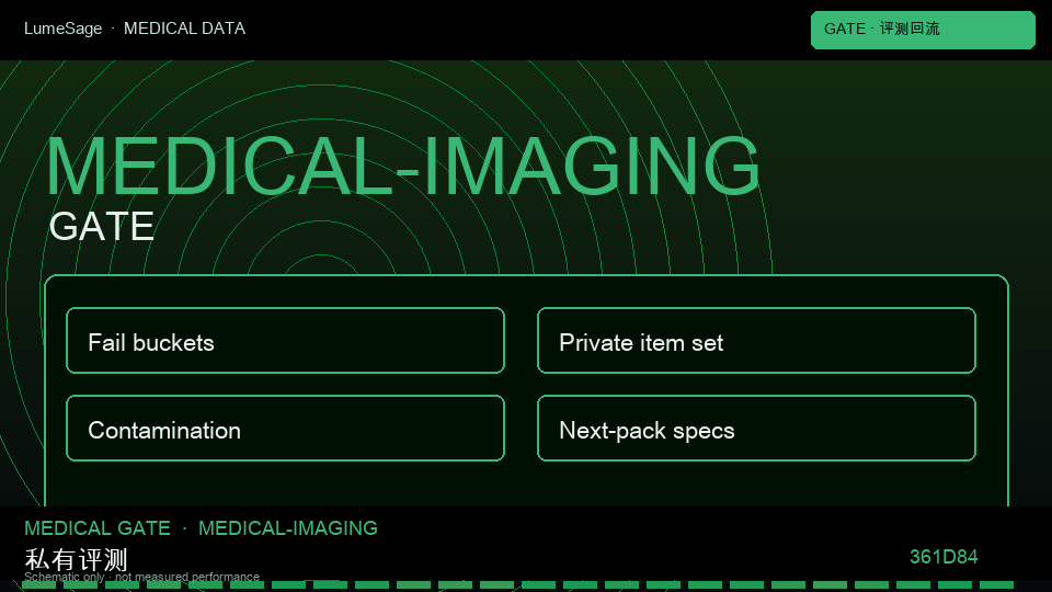 通用医学影像：Medical Gate 用失败类型写下一包规格，公开榜分数不是合同门禁