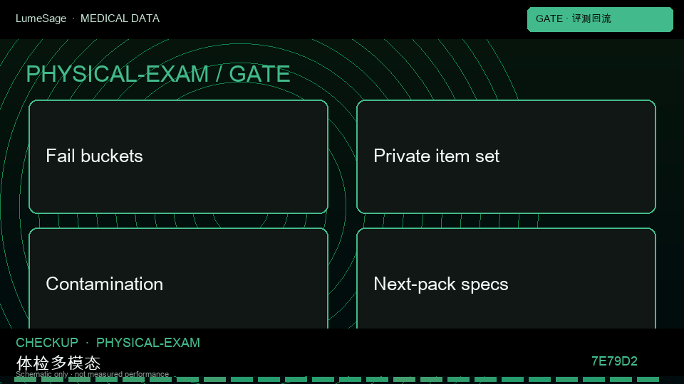 体检数据：Medical Gate 用失败类型写下一包规格，公开榜分数不是合同门禁