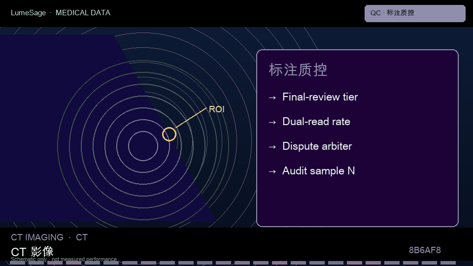 CT · 眼眶专科规格包：标签写清类别边界、双读比例、分歧分母，以及医师终审由谁完成