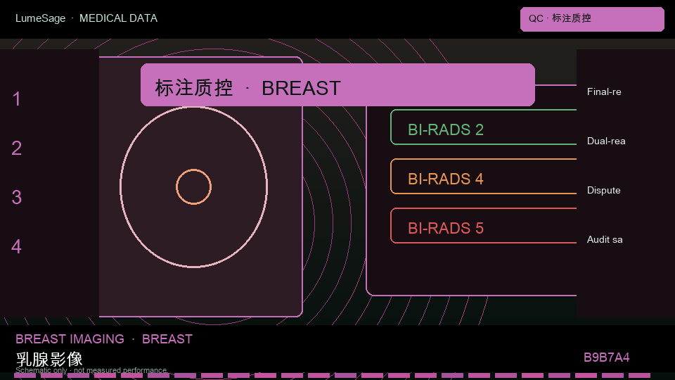 超声 · 乳腺专科规格包：标签写清类别边界、双读比例、分歧分母，以及医师终审由谁完成